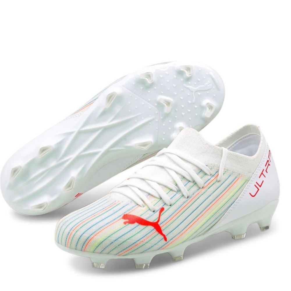 SOCCER SEASON⚽️ *NEW IN BOX* Puma Ultra 3.2 FG/AG Junior - White, YOUTH Size 4.5